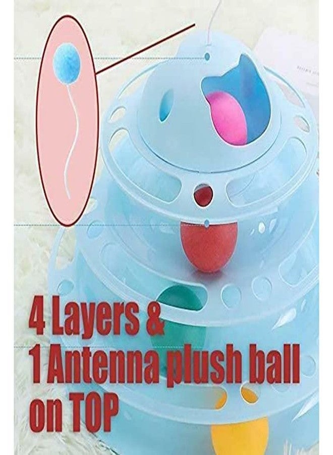 BohoBark Interactive 3-Layer Tower Track Roller with Colourful Balls Turntable Puzzle Toy for Mental and Physical Exercise Cats and Kittens (Blue) - Image 2